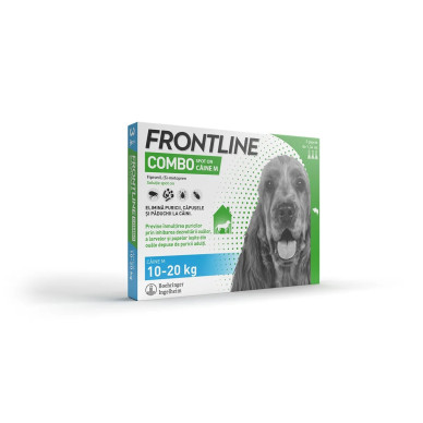 Frontline Combo Spot-On M – Soluție Antiparazitară Externă pentru Câini de Talie Medie (10–20 kg) – 3 Pipete